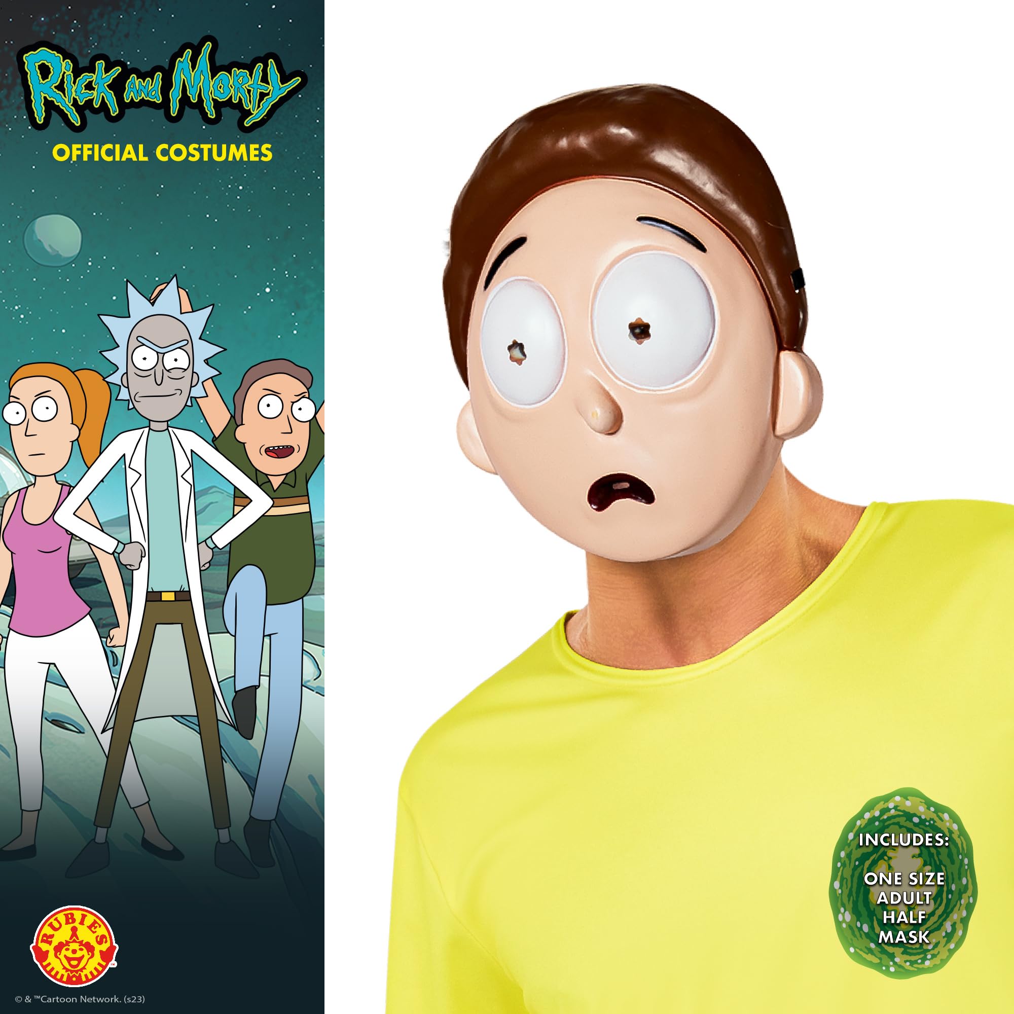 Rubie's Men's Rick and Morty Plastic Mask, As Shown, One Size