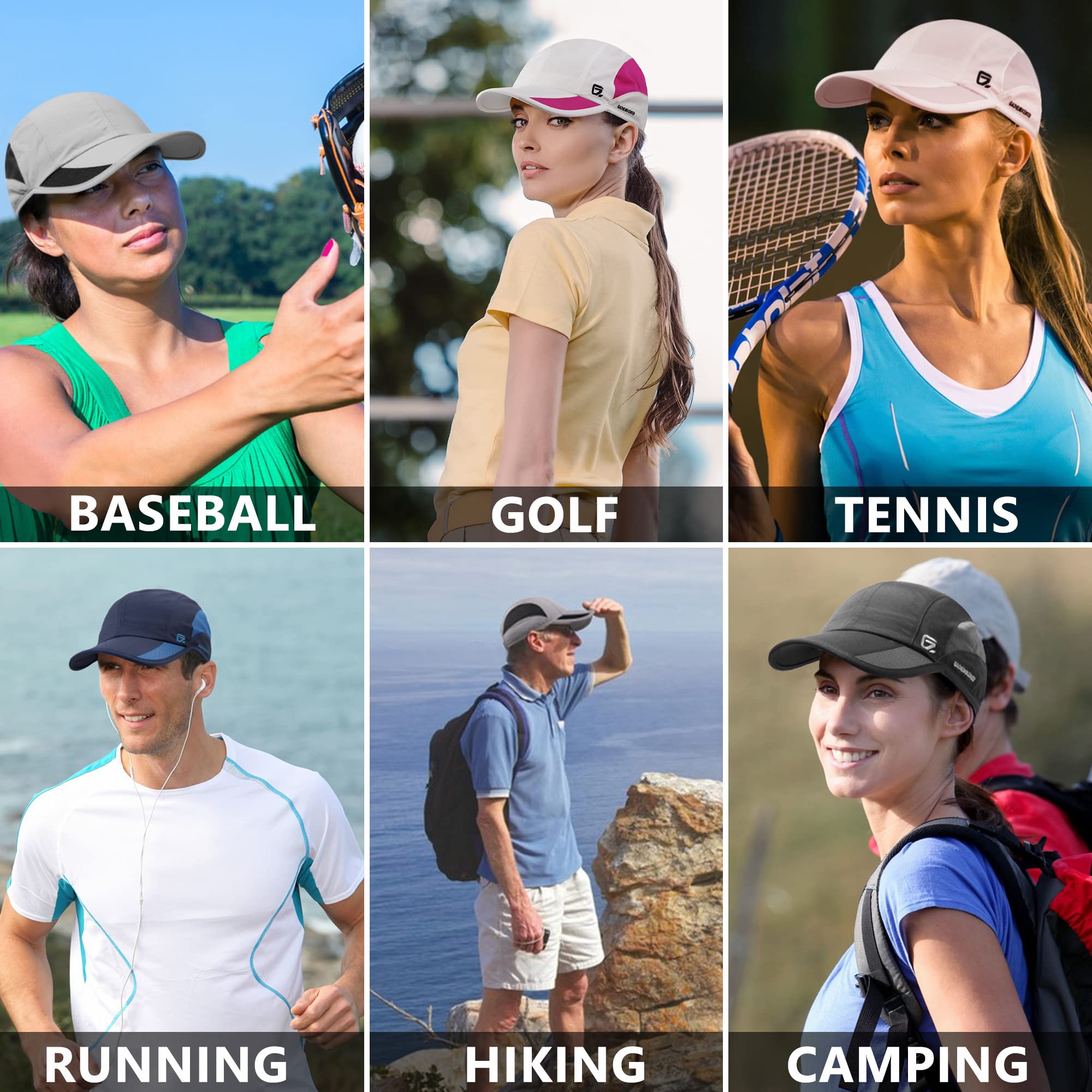 GADIEMKENSD Outdoor Running Hat Men's Cooling UPF50+ Womens Baseball Cap Sport Mesh Sun Hat Trucker Dad Hats Quick Dry Breathable Unstructured for Summer Camping Fishing Hiking Improved Light Grey M