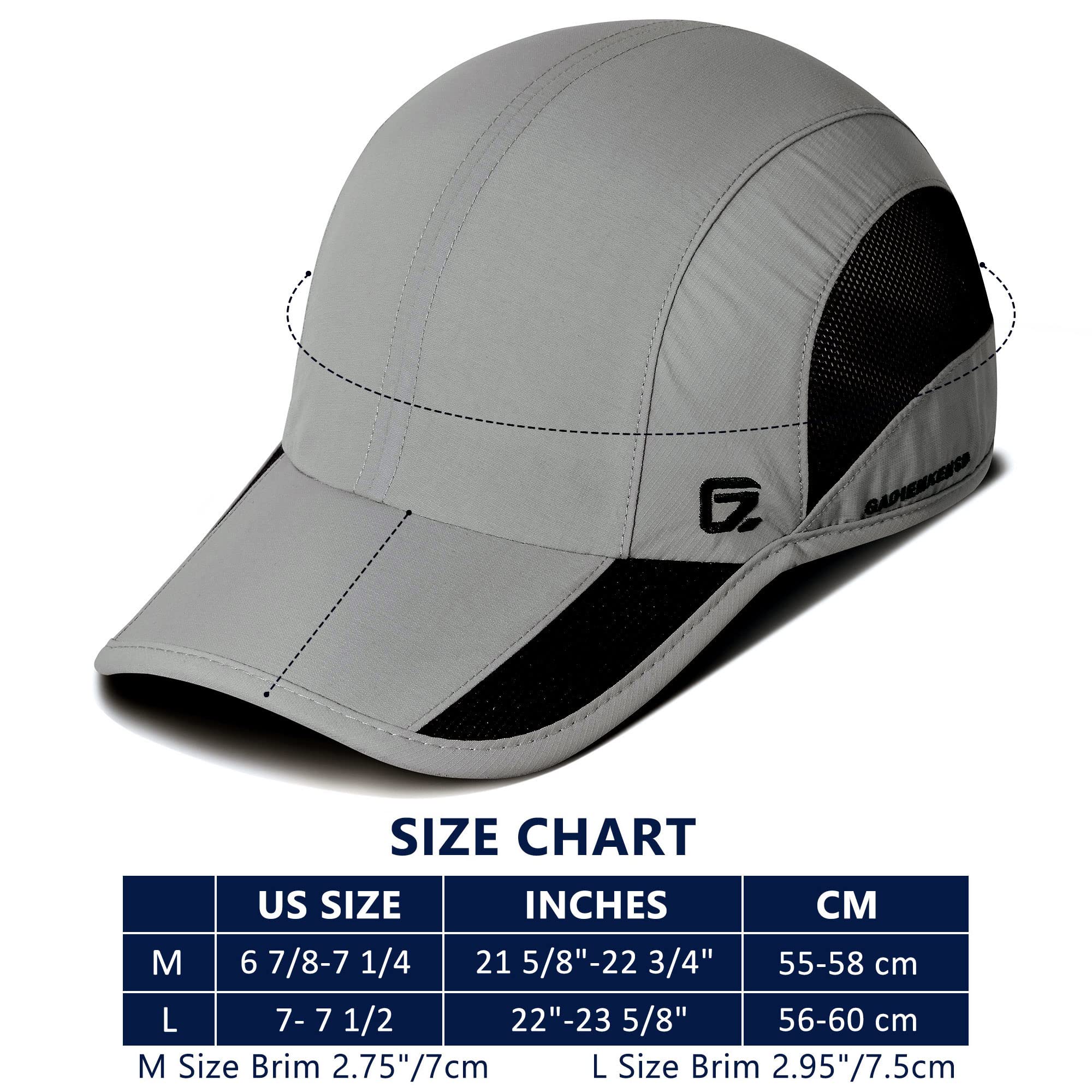 GADIEMKENSD Outdoor Running Hat Men's Cooling UPF50+ Womens Baseball Cap Sport Mesh Sun Hat Trucker Dad Hats Quick Dry Breathable Unstructured for Summer Camping Fishing Hiking Improved Light Grey M