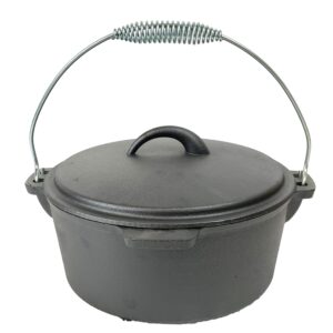 cuisiland pre-seasoned 4.5 quarts cast iron dome lid flat bottom dutch oven