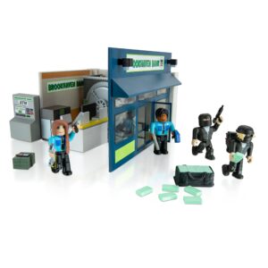 roblox action collection - brookhaven: outlaw and order deluxe playset [includes exclusive virtual item]figure and accessories