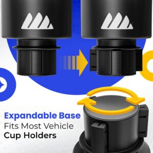 Integral Ultimate Expander Car Cup Holder - Adjustable Base - Expander & Organizer for Vehicles - Compatible with Coffee Mug, Yeti 14/24/36/46oz, Ramblers, Hydro Flasks 32/40oz, 3.4"-4.0" Bottles