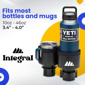 Integral Ultimate Expander Car Cup Holder - Adjustable Base - Expander & Organizer for Vehicles - Compatible with Coffee Mug, Yeti 14/24/36/46oz, Ramblers, Hydro Flasks 32/40oz, 3.4"-4.0" Bottles