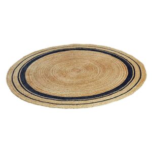 Vipanth Exports Natural Jute Rug Hand Braided Round Area Rug Handmade Rug for Home Decor (2 Feet Round (24 x 24 Inches), Beige + Black Line), VP501RJWB