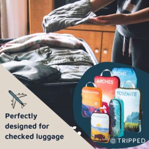 Packing Cubes for Travel-Extra Large Luggage Organizers 7 Piece Set-Ultralight, Expandable/Compression Bags for Clothes by TRIPPED Travel Gear (National Parks)