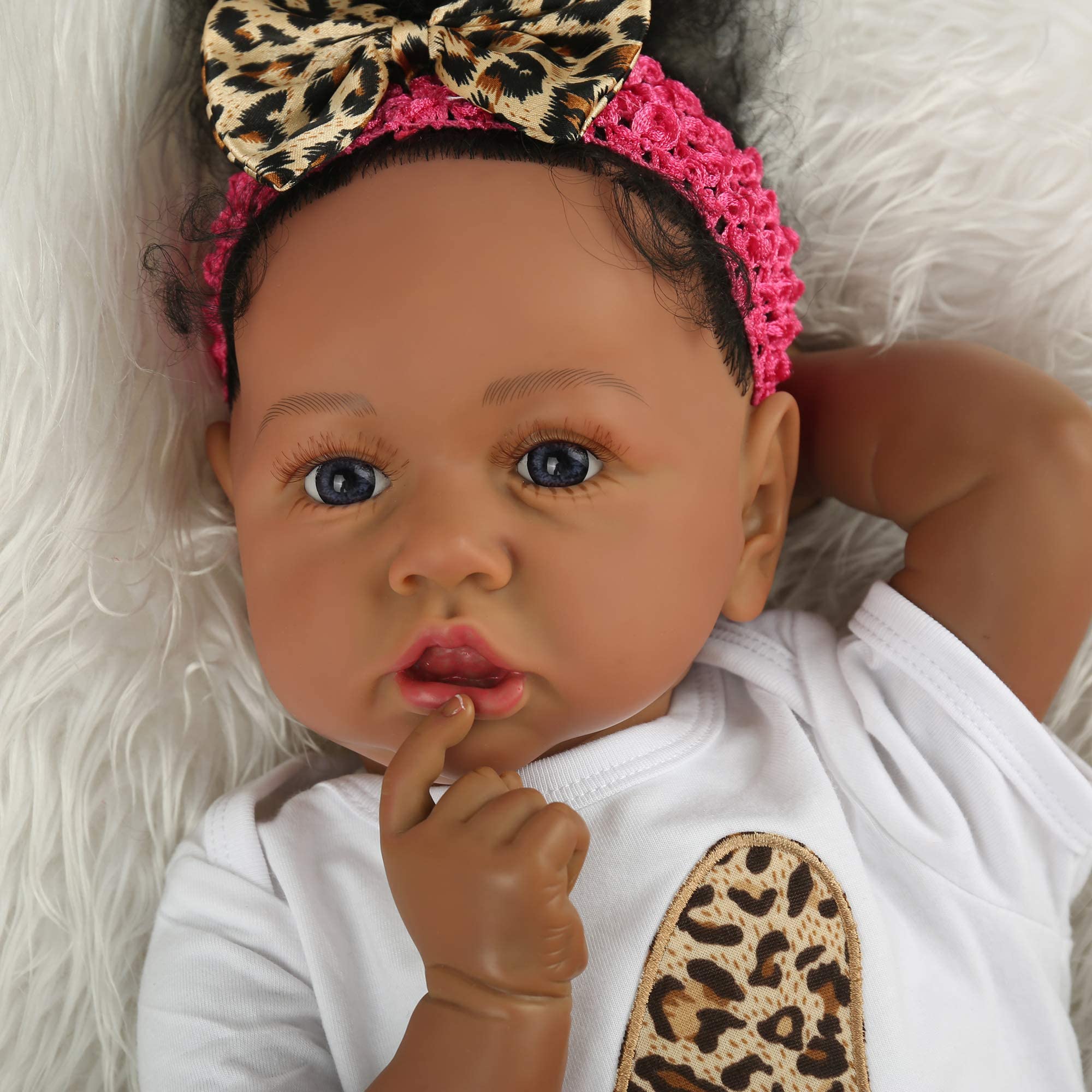 ZIQUE Black Reborn Baby Doll Saskia, 20 Inch Realistic African American Reborn Baby Doll That Look Real,Best Gift for Kids 3+