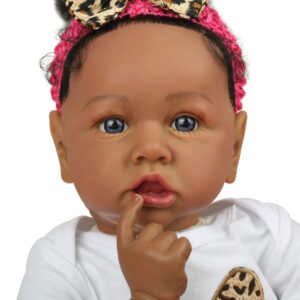 ZIQUE Black Reborn Baby Doll Saskia, 20 Inch Realistic African American Reborn Baby Doll That Look Real,Best Gift for Kids 3+