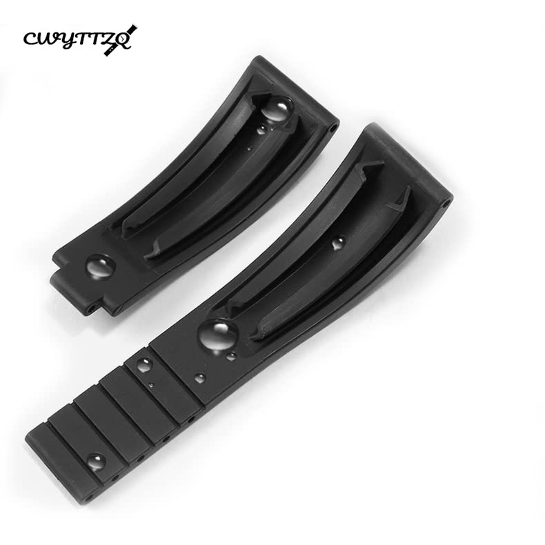 CWYTTZQ 20mm rubber watch strap for Rolex men's watch accessories black and green water ghost outdoor sports silicone strap wristband watchbands (Black black buckle)