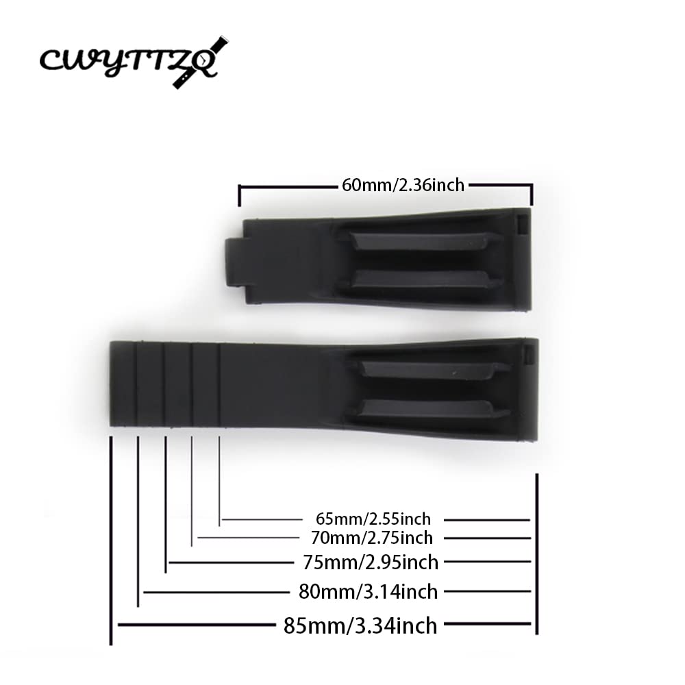 CWYTTZQ 20mm rubber watch strap for Rolex men's watch accessories black and green water ghost outdoor sports silicone strap wristband watchbands (Black black buckle)