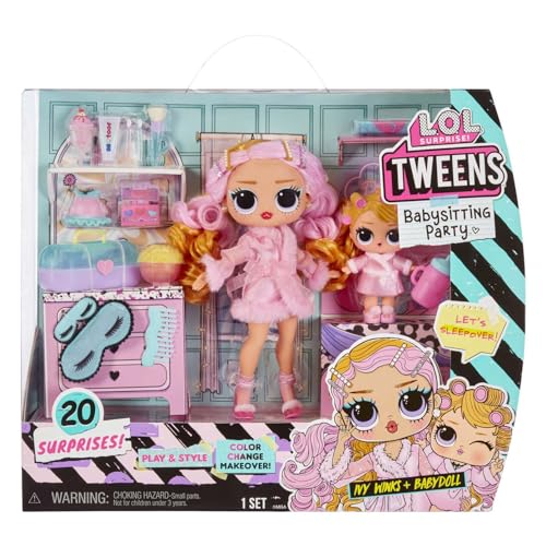 L.O.L. Surprise Tweens Babysitting Sleepover Party (2 Dolls) with 20 Surprises- 1 Fashion Doll & 1 Collectible Doll, Holiday Toy Playset, Great Gift for Kids Ages 4