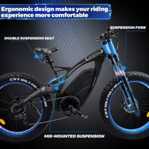 ECOTRIC Electric Bike for Adults Powerful 1000W Motor Fat Tire 18AH/48V Large Removable Battery 26" x 4.8" Electric Bicycle Beach Snow E Bike with Suspension Fork