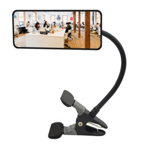 ampper glass clip on security mirror, flexible convex cubicle mirror for personal safety and security desk rear view monitors or anywhere (6.69" x 2.95", rectangle)