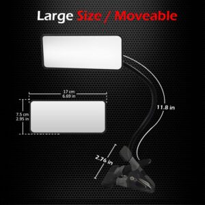 Ampper Glass Clip On Security Mirror, Flexible Convex Cubicle Mirror for Personal Safety and Security Desk Rear View Monitors or Anywhere (6.69" x 2.95", Rectangle)