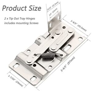 Chibery 2 Pack Tip Out Tray Hinges, Scissor Hinges for Kitchen Sink or Bathroom Cabinet Organizer, Sink Front Drawer, Compatible Both Face Frame ＆ Frameless - Nickel Plated Steel