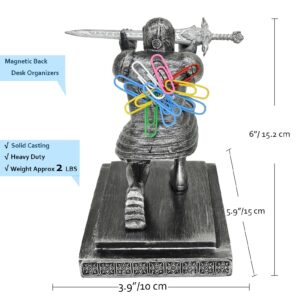 Knight Pen Holder with a Sword Kneeling Soldier Pencil Stand Desk Organizers Fancy Cool Medieval Gift for Men Dad Boyfriend Husband Son Office Home Decor