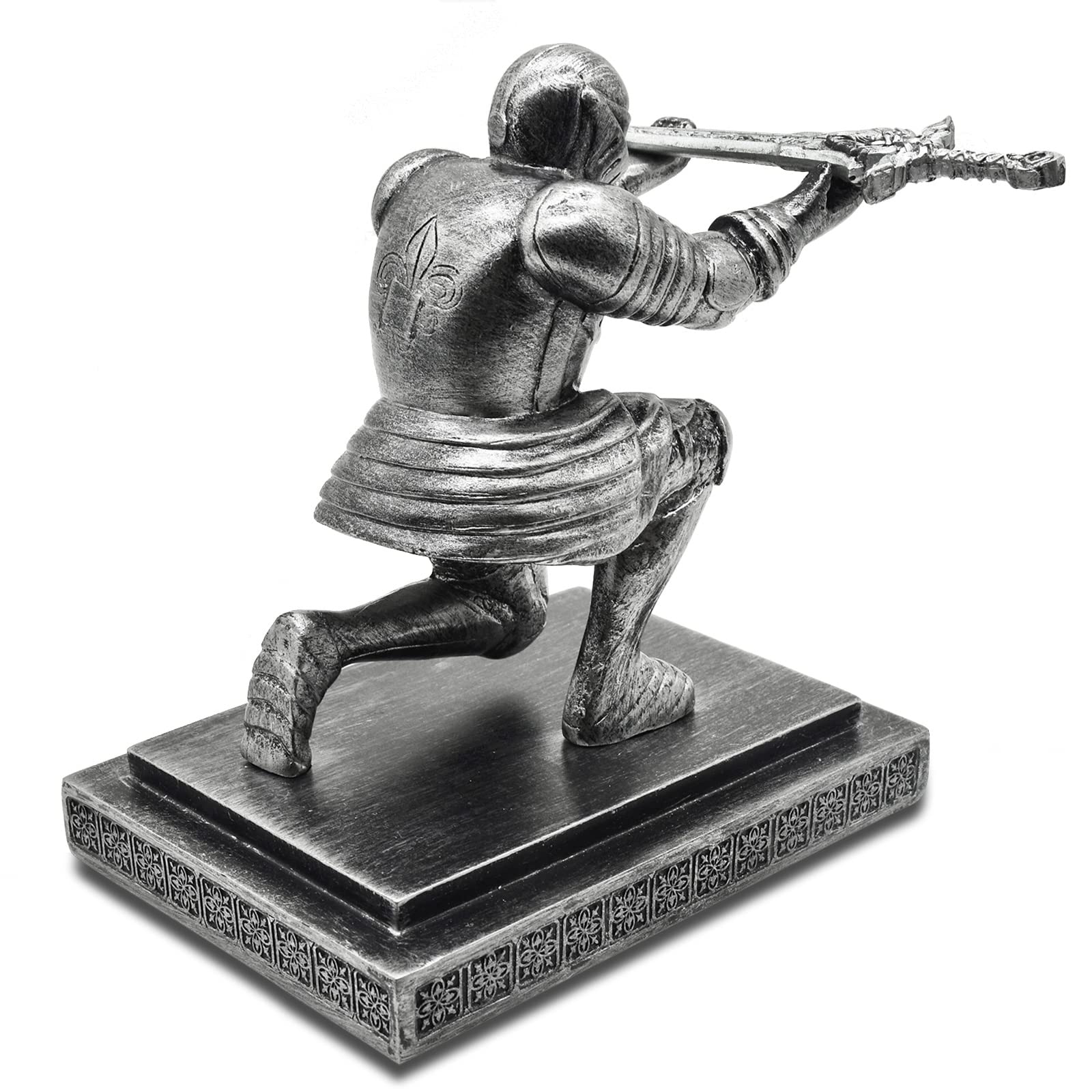 Knight Pen Holder with a Sword Kneeling Soldier Pencil Stand Desk Organizers Fancy Cool Medieval Gift for Men Dad Boyfriend Husband Son Office Home Decor