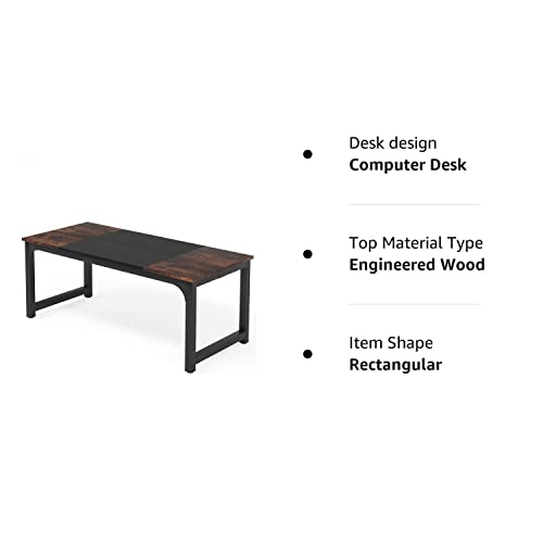 Tribesigns Modern Computer Desk, 70.8 x 31.5 inch Large Office Desk Computer Table Study Writing Desk Workstation for Home Office, Black Metal Frame