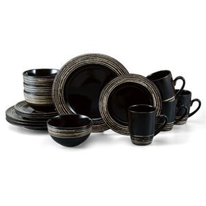 pfaltzgraff bryson 16 piece dinnerware set, service for 4, black