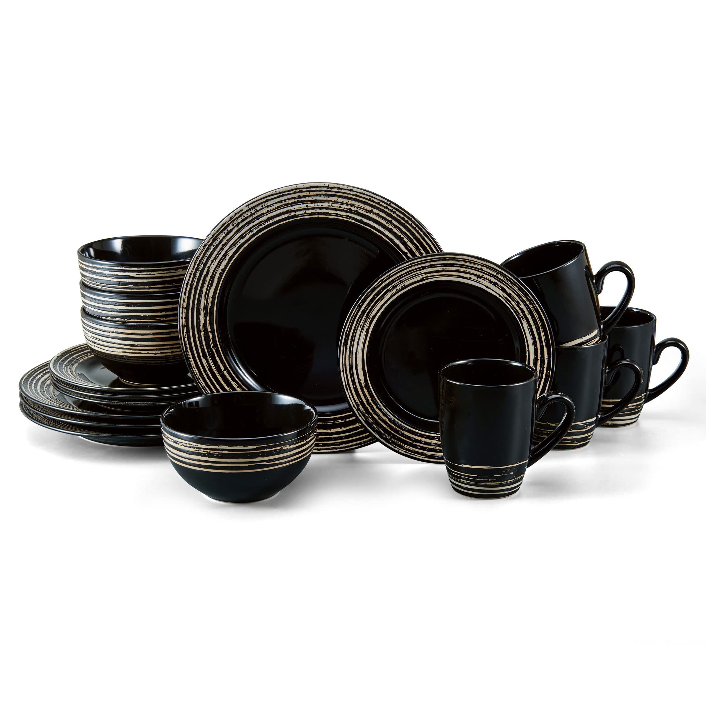 Pfaltzgraff Bryson 16 Piece Dinnerware Set, Service for 4, Black