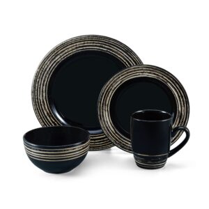 Pfaltzgraff Bryson 16 Piece Dinnerware Set, Service for 4, Black