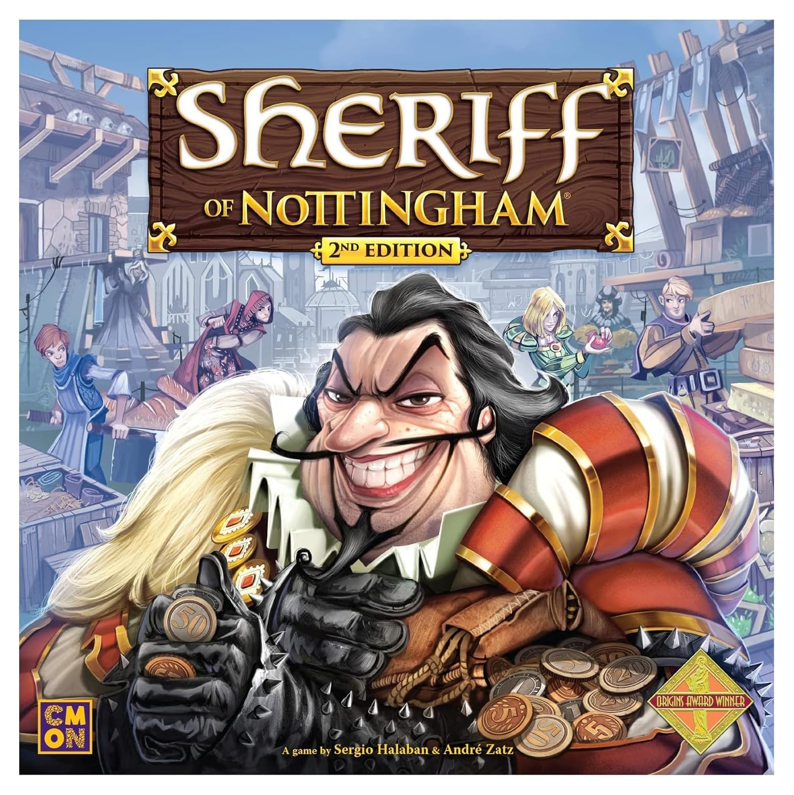 Sheriff of Nottingham 2nd Edition Board Game | Strategy Game | Medieval Bluffing Game | Card Drafting Game for Adults and Teens | Ages 14+ | 3-6 Players | Average Playtime 60 Minutes | Made by CMON