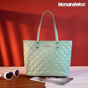 Montana West Quilted Handbag for Women Tote Purse Shoulder Bag Large Fashion Hobo Purse MWC-084BLGN