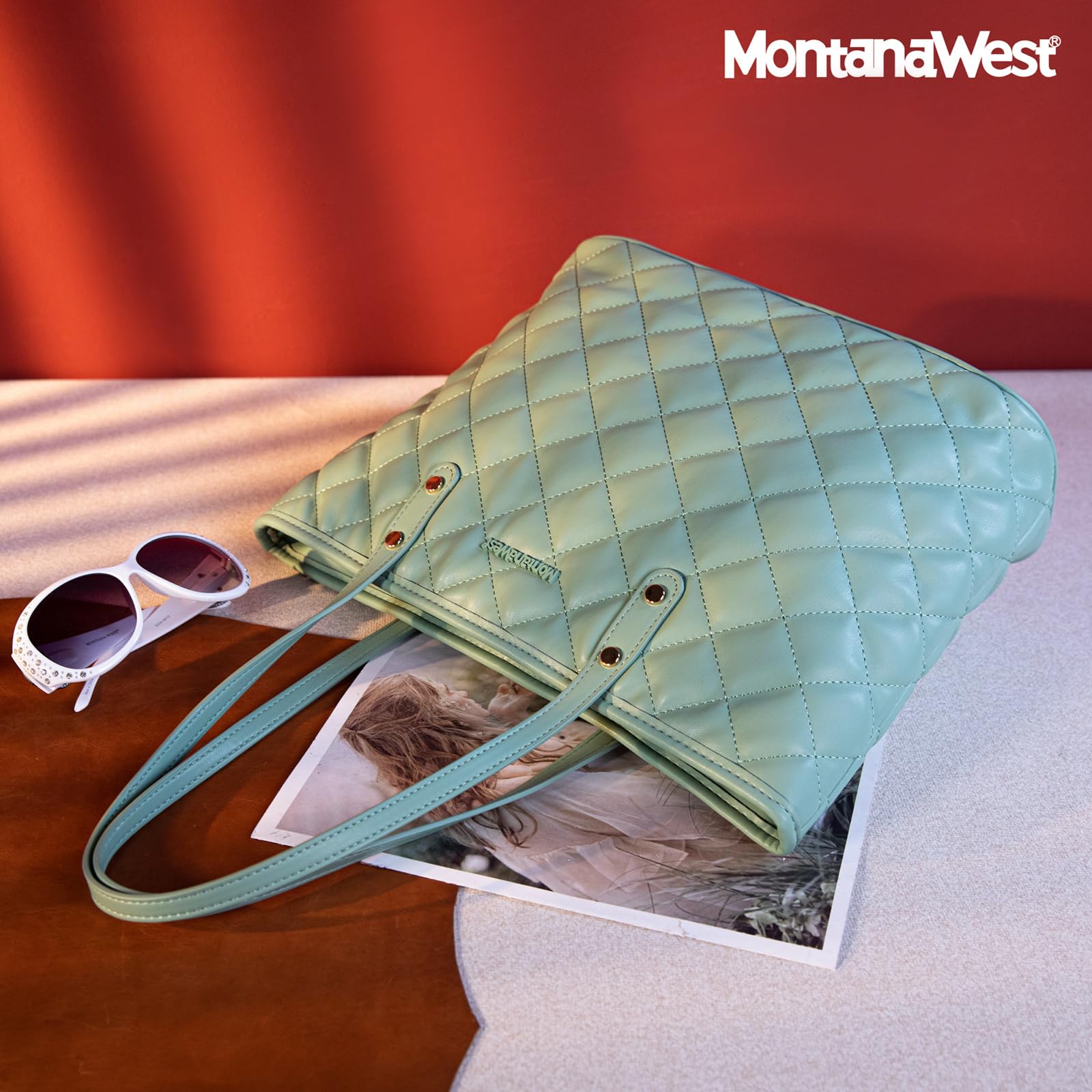 Montana West Quilted Handbag for Women Tote Purse Shoulder Bag Large Fashion Hobo Purse MWC-084BLGN