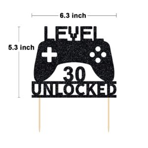 Level 30 Unlocked Cake Topper, Video Game Cake Topper, Game Controller Cake Topper for 30th Birthday Party Decoration