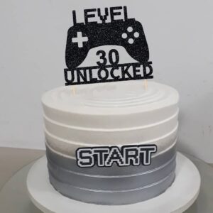 Level 30 Unlocked Cake Topper, Video Game Cake Topper, Game Controller Cake Topper for 30th Birthday Party Decoration