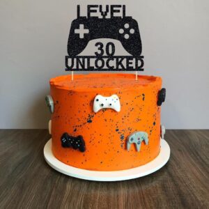 Level 30 Unlocked Cake Topper, Video Game Cake Topper, Game Controller Cake Topper for 30th Birthday Party Decoration