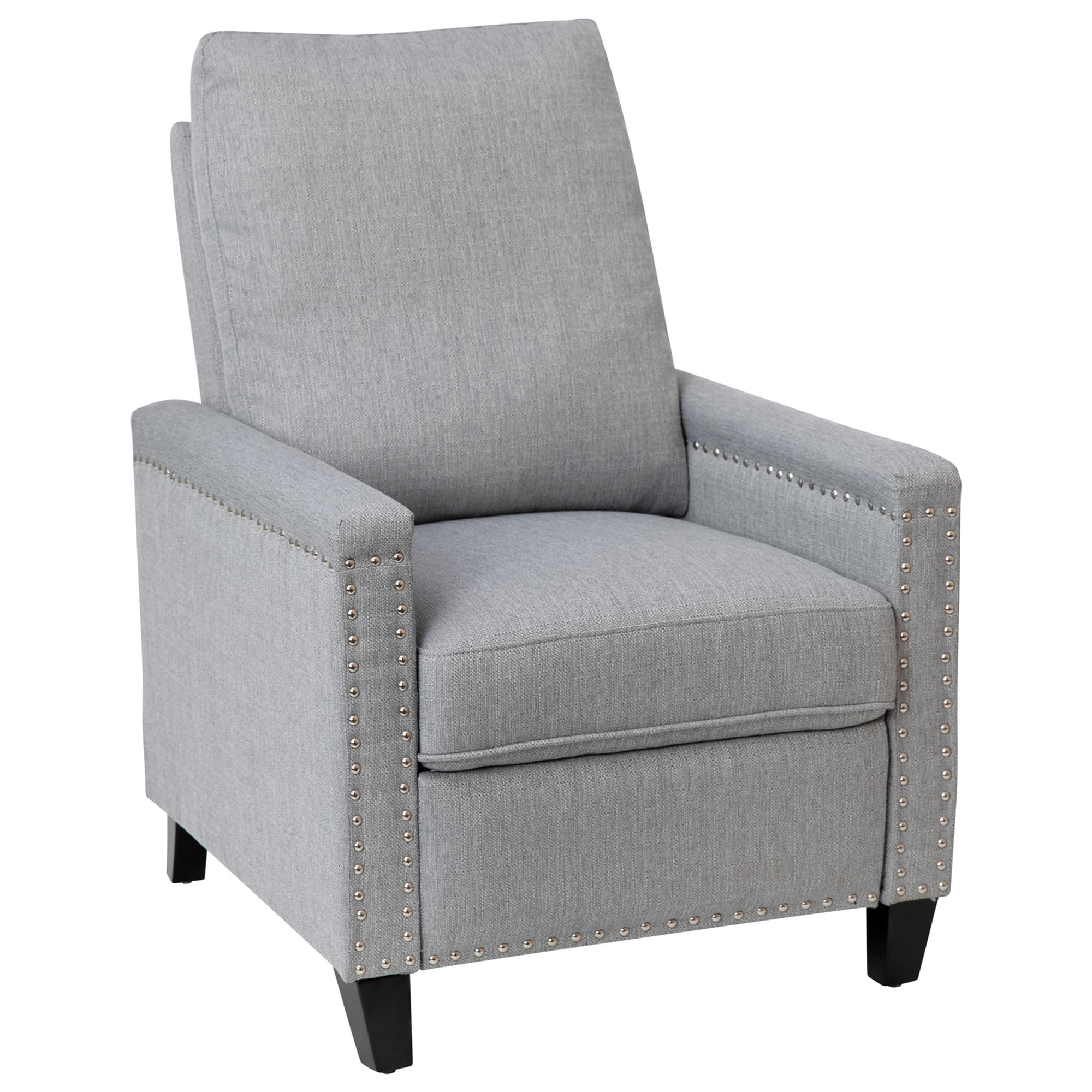 Flash Furniture Carson Transitional Style Push Back Recliner Chair - Light Gray Fabric Upholstery - Accent Nail Trim - Pillow Back Recliner