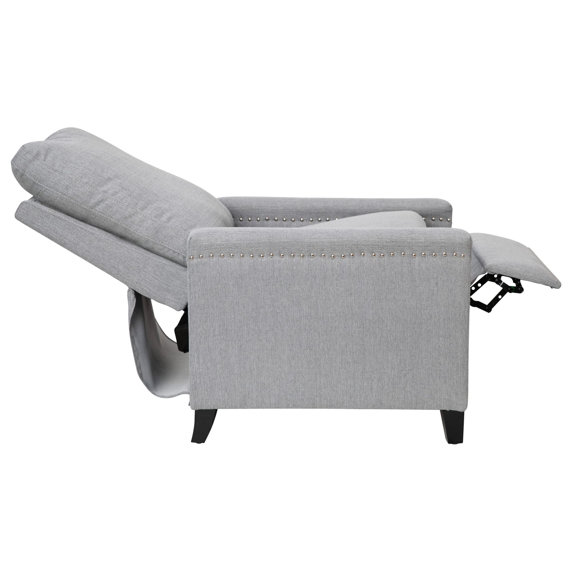 Flash Furniture Carson Transitional Style Push Back Recliner Chair - Light Gray Fabric Upholstery - Accent Nail Trim - Pillow Back Recliner