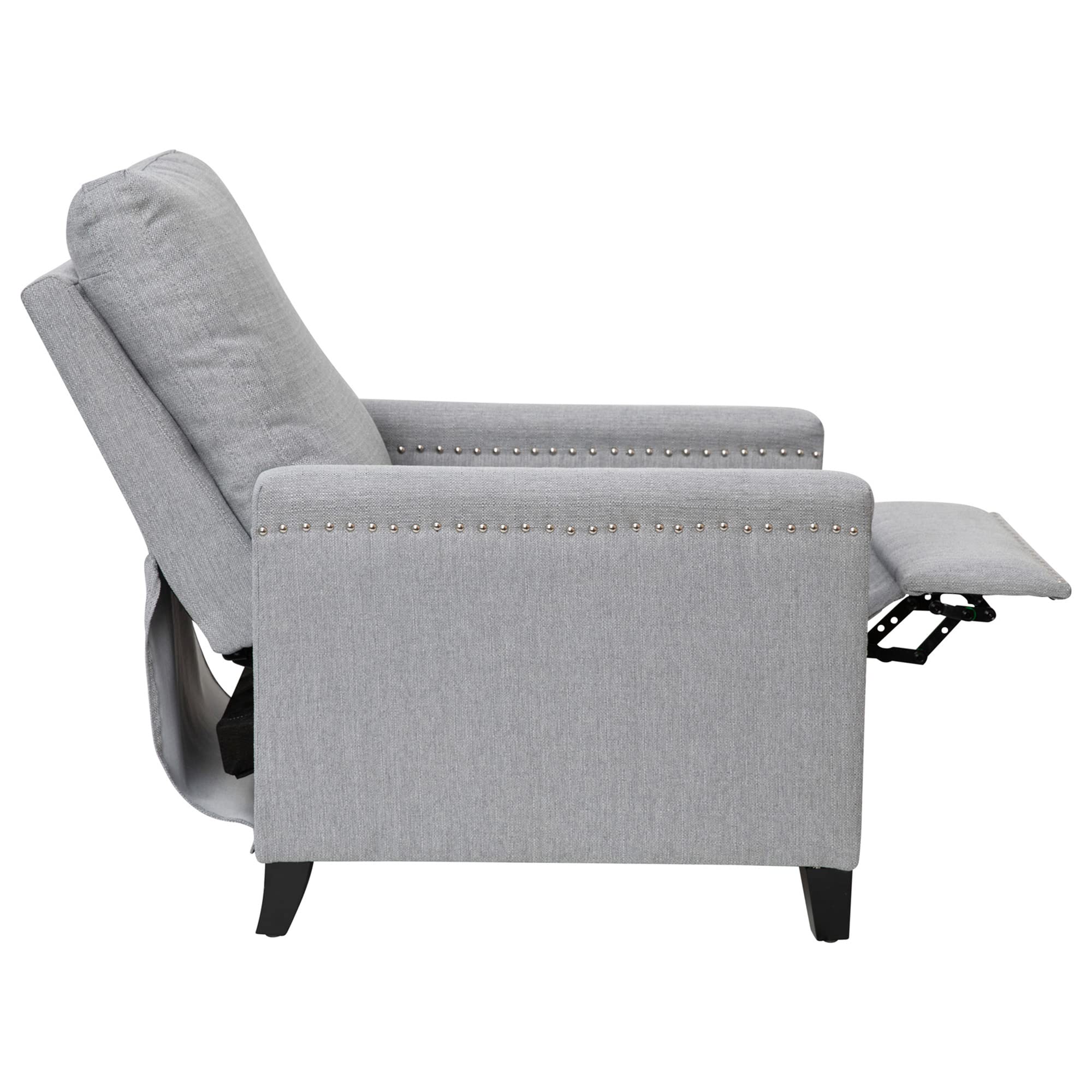 Flash Furniture Carson Transitional Style Push Back Recliner Chair - Light Gray Fabric Upholstery - Accent Nail Trim - Pillow Back Recliner