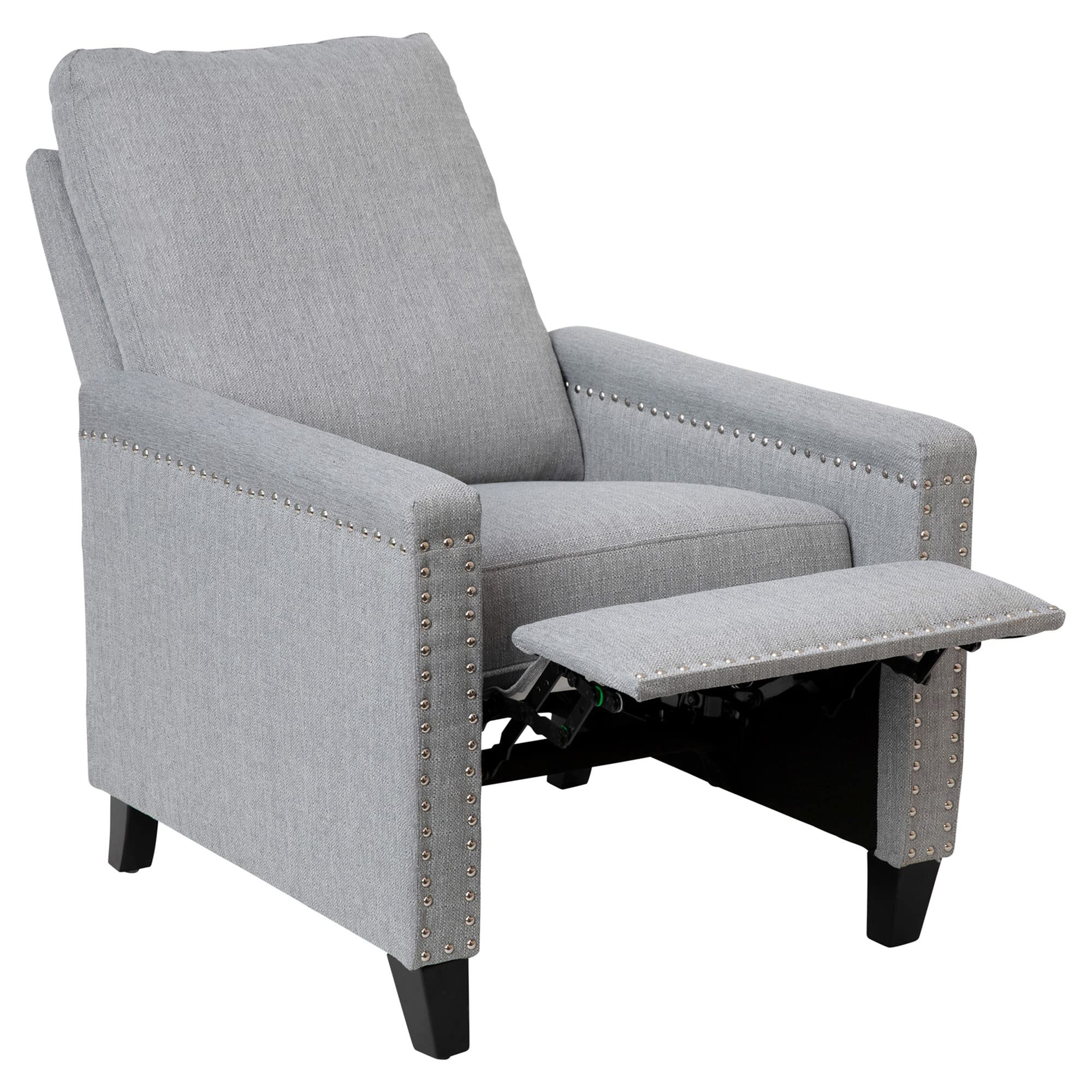 Flash Furniture Carson Transitional Style Push Back Recliner Chair - Light Gray Fabric Upholstery - Accent Nail Trim - Pillow Back Recliner