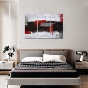 Red Abstract Wall Art-Abstract Picture 3 Piece Canvas Print Wall Painting Modern Artwork Canvas Wall Art for Living Room Home Office Decor