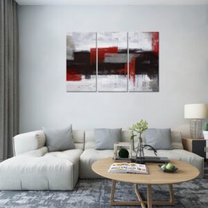 Red Abstract Wall Art-Abstract Picture 3 Piece Canvas Print Wall Painting Modern Artwork Canvas Wall Art for Living Room Home Office Decor