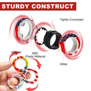 Pushmick 9 Pcs Finger Magnetic Rings Fidget Toys, Colorful Magnet Rings, Great Fidget Rings for Training Relieves Reducer Autism Anxiety.