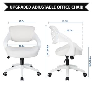 BOJUZIJA Ergonomic Office Computer Desk Chair,Lumbar Support 360°Swivel Task Chair-White