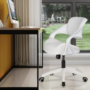 BOJUZIJA Ergonomic Office Computer Desk Chair,Lumbar Support 360°Swivel Task Chair-White