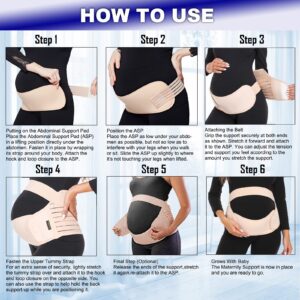 ChongErfei Maternity Belt, Pregnancy 3 in 1 Support Belt for Back/Pelvic/Hip Pain, Maternity Band Belly Support for Pregnancy Belly Support Band (M: Fit Ab 35.5"-47.3", Nude)