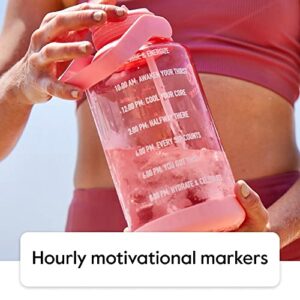 Takeya 64 oz Motivational Water Bottle with Straw Lid with Time Marker, Half Gallon, Premium Quality BPA Free Tritan Plastic, Stormy Black