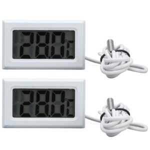 Entatial Electronic Digital Thermostat, 2s Refresh Mini 2Pcs Refrigerator Temperature Meter for Garden for Aquarium(White*2)