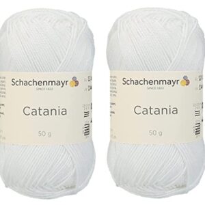 [ Set of 2 Skeins ] SMC Catania Originals 100% Mercerized Cotton Yarn, Total 3.52 Oz. Each 1.76 Oz (50g) / 136 Yrds (125 m) Amigurumi Yarn Fine-Sport 2 (106 White)