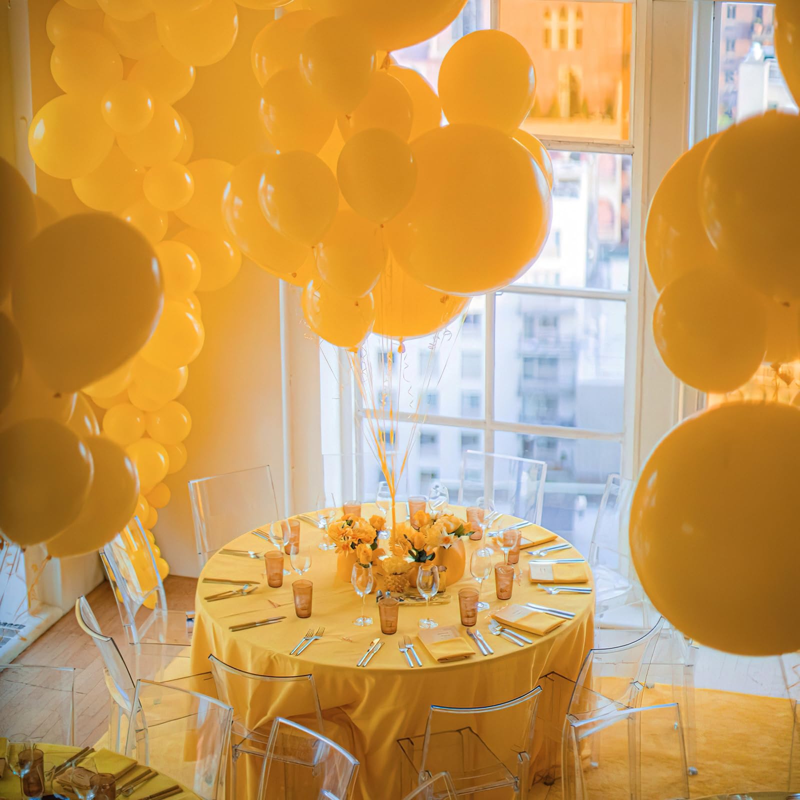 PartyWoo Orange Balloons, 100 pcs Goldenrod Balloons Different Sizes Pack of 18 Inch 12 Inch 10 Inch 5 Inch Orangey Yellow Balloons for Balloon Garland Balloon Arch as Party Decorations, Orange-Y10