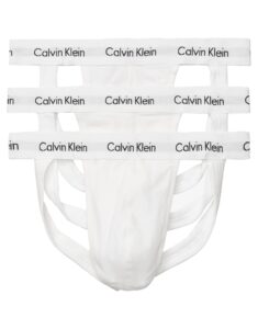 calvin klein men's cotton stretch 3-pack jock strap, 3 white, large