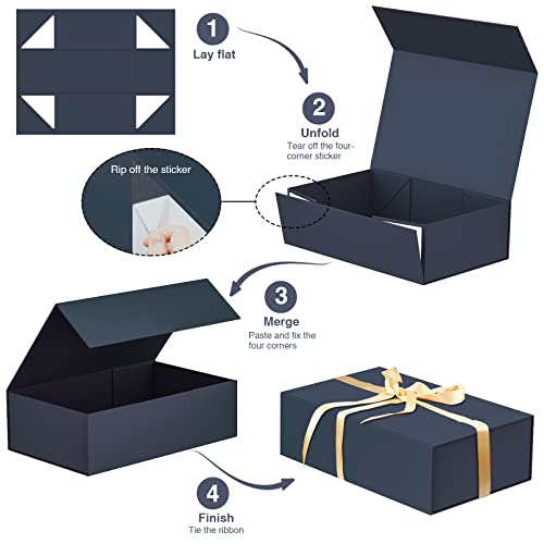 Luxury Large Gift Box 13.8"x9"x4.3" Storage Box Ribbon Magnetic Closure for Luxury Packaging Box for Mother's Day, Birthdays, Bridal Gifts,Weddings