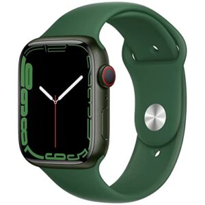 apple watch series 7 (gps + cellular, 41mm) green aluminum case with clover sport band, regular (renewed)