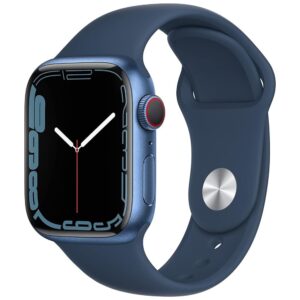 Apple Watch Series 7 (GPS + Cellular, 41mm) Blue Aluminum Case with Abyss Blue Sport Band, Regular (Renewed)