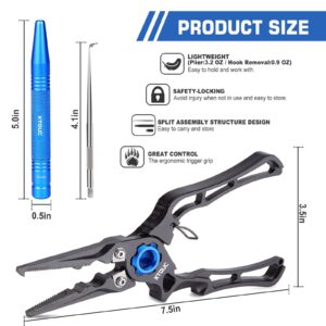 XTOUC Saltwater Fishing Pliers Titanium Alloy Jaw, Fish Hook Quick Removal, Fishing Accessories and Equipment, Split Ring Tools, Fishing Tackle Kit, Fishing Gear for Gift