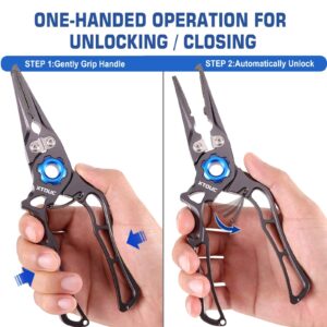 XTOUC Saltwater Fishing Pliers Titanium Alloy Jaw, Fish Hook Quick Removal, Fishing Accessories and Equipment, Split Ring Tools, Fishing Tackle Kit, Fishing Gear for Gift